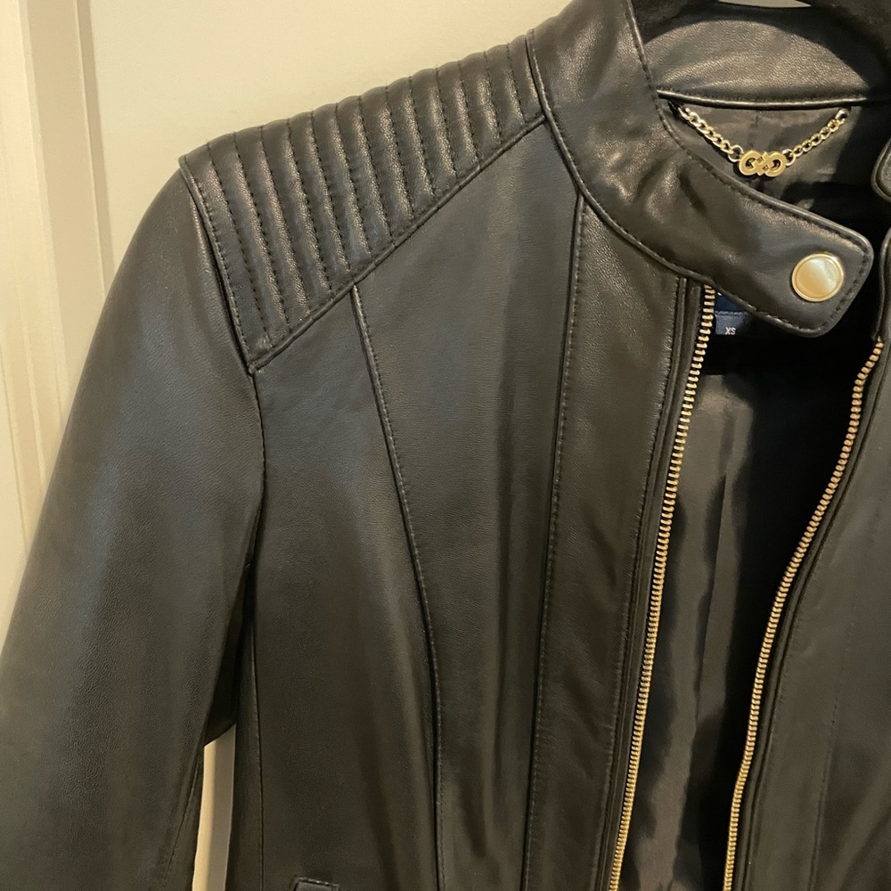 Cole Haan Leather Moto Racer Jacket - Picture 4 of 8